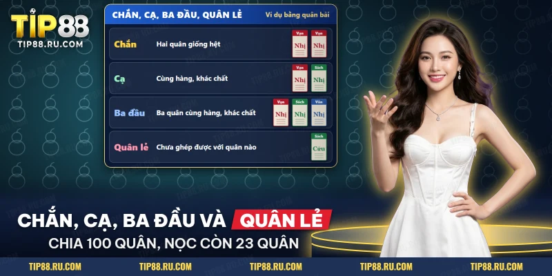 Bảng chắn, cạ, ba đầu và quân lẻ kèm ví dụ bằng các quân vạn, sách, văn
