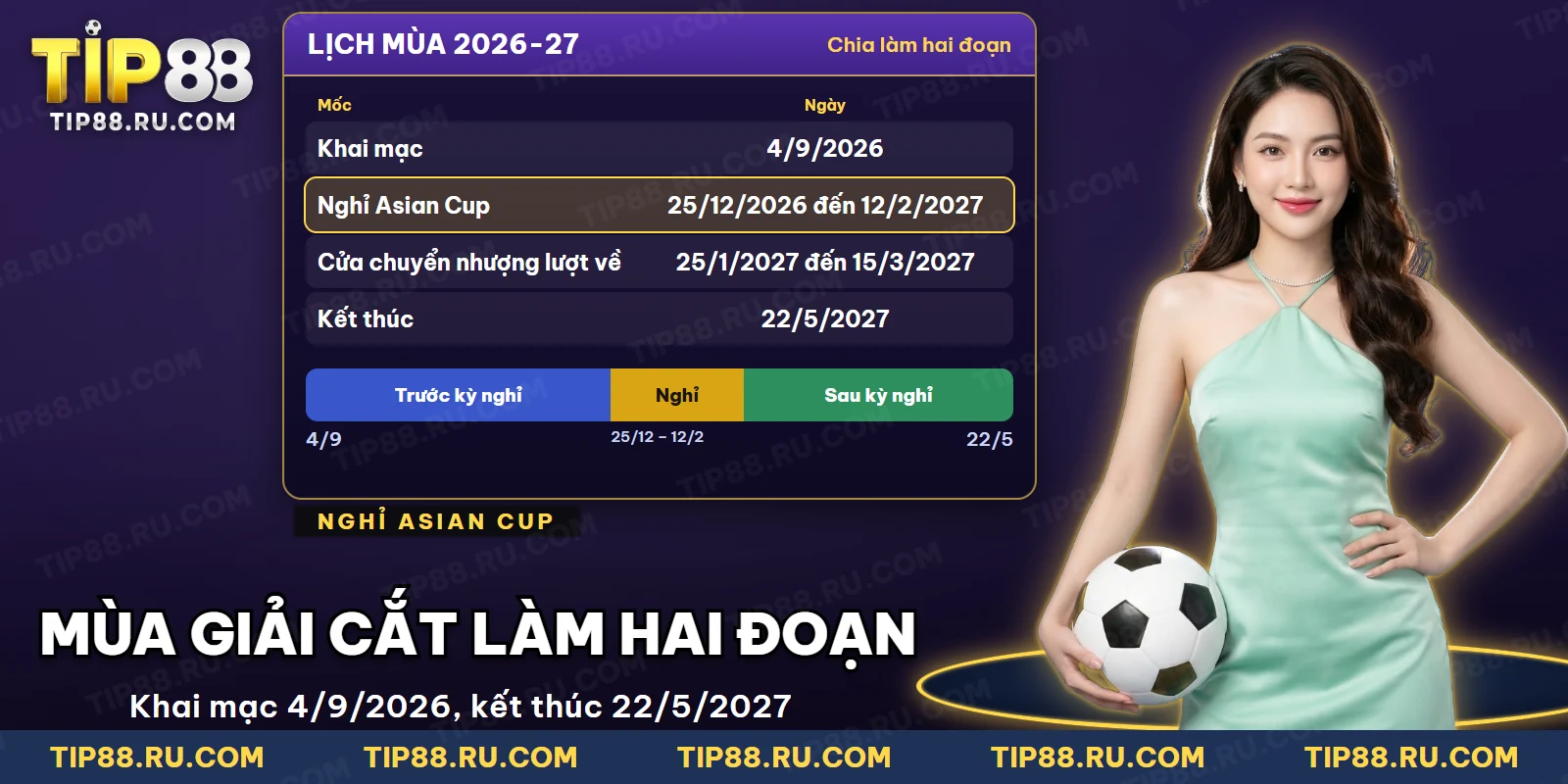 Lịch các vòng đấu của V.League và quãng nghỉ giữa mùa vì Asian Cup
