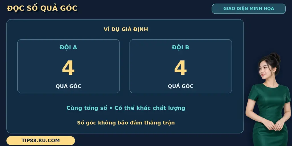 Phạt góc TIP88 qua bảng ví dụ đội A và đội B cùng có 4 quả góc