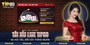 Tài xỉu live TIP88 với ba xúc xắc dưới nắp lắc trên bàn trực tiếp