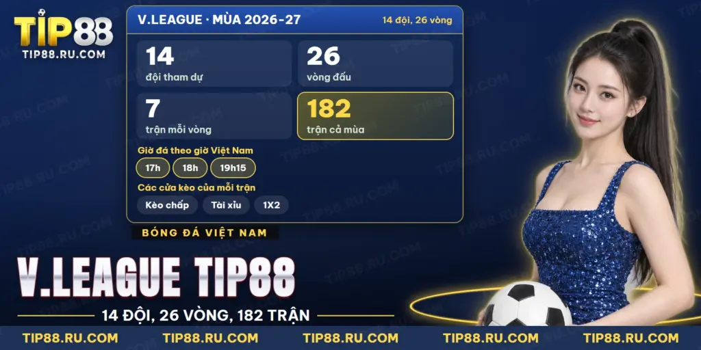 V.League TIP88 với số đội, số vòng và khung giờ đá của mùa giải theo giờ Việt Nam